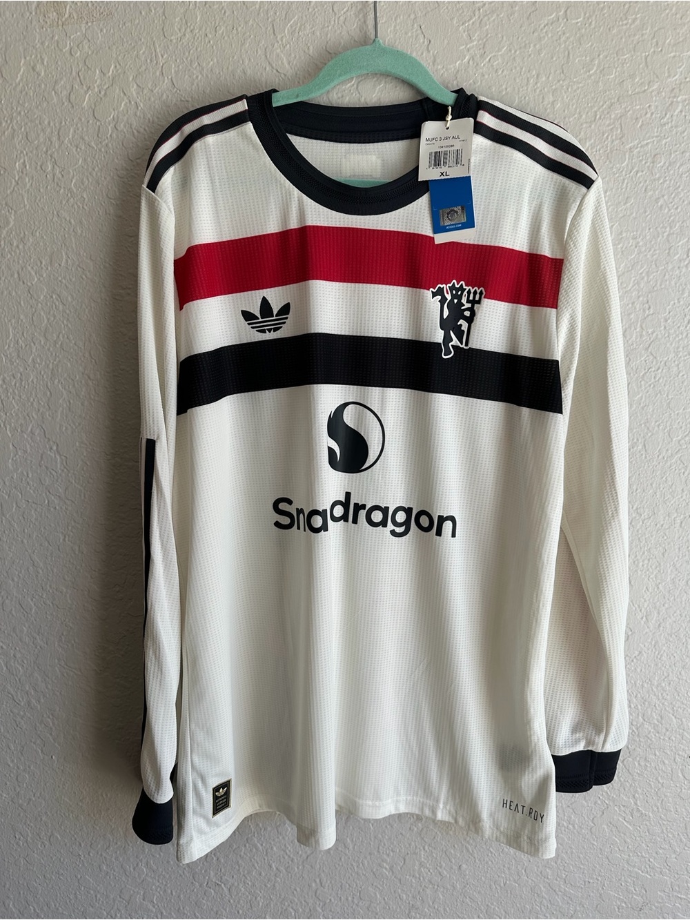 Manchester United Long Sleeve Soccer Jersey White #10 EPL Men’s XL NWT adidas